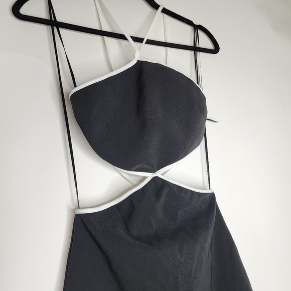 ZARA Halter Cutout Dress White Piping - Size X-Small - NEW - Picture 4 of 8